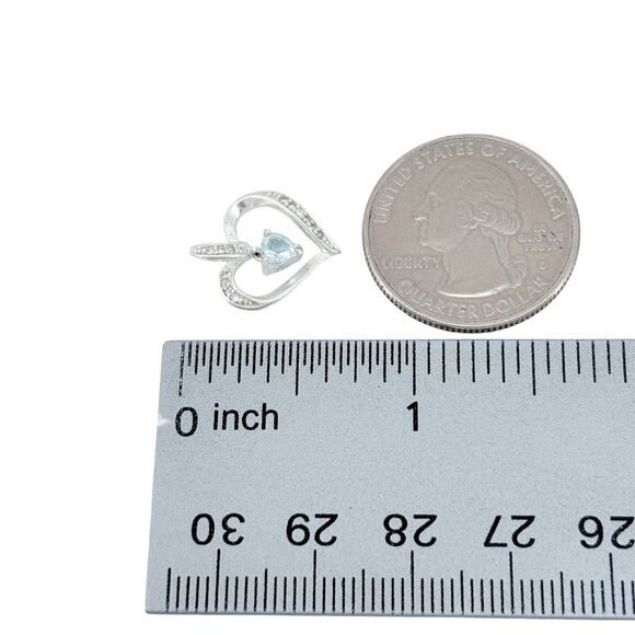 Vintage SU Sterling Silver 925 1.6cm Topaz Cubic Zirconia Heart Pendant - Picture 7 of 8